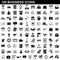 100 business icons set, simple style vector