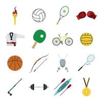 Summer sport flat icons set vector