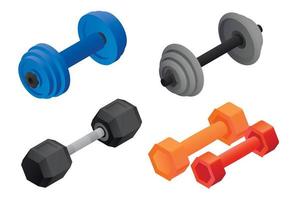 Dumbell icons set, isometric style vector