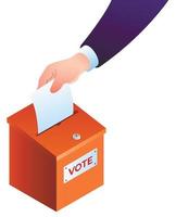 Hand puts ballot in the ballot box concept vector