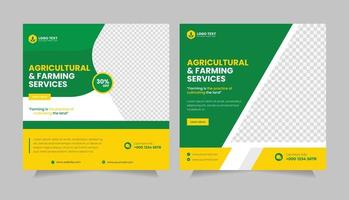 servicios de agricultura agrícola o servicios agrícolas orgánicos o servicio de paisajismo plantilla de banner de publicación en redes sociales