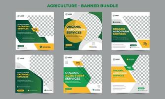 Lawn Mower Garden and agro farming services or Landscaping Service Social Media Post banner and Web Banner Template