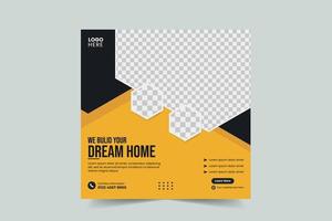 Modern Construction social media post banner template design and abstract real estate construction banner design or Dream home banner
