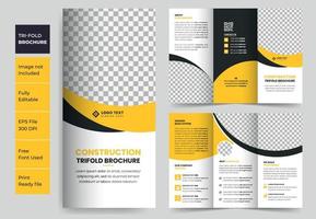 Construction and renovation creative trifold brochure template design