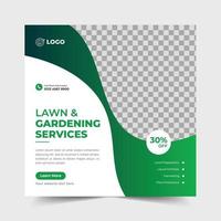 Lawn Mower Garden and agro farm services or Landscaping Service Social Media Post banner and Web Banner Template vector