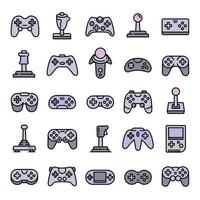 Joystick icons set, outline style vector