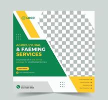 Agricultural and Farming Services social media banner template design or organic farm square flyer vector