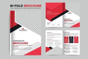 Corporate business Bifold brochure template design and company profile brochure template layout design with red background vector