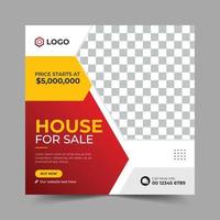 Modern house for sale social media post banner or Real estate square flyer template design and web banner header vector