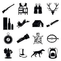 Hunting black simple icons vector
