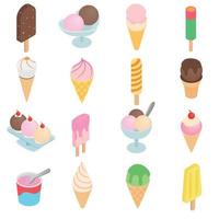 Ice cream icons set, isometric 3d style vector