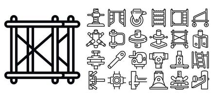 Scaffolding icons set, outline style vector