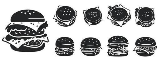 Burger icons set, simple style vector