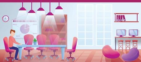 Coworking concept banner, cartoon style vector