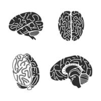 conjunto de iconos de cerebro, estilo simple vector