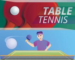 Table tennis banner set, cartoon style vector