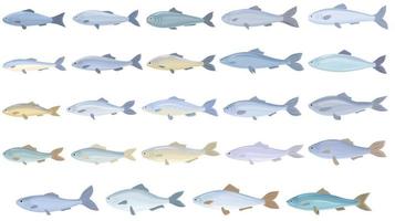 Herring icons set cartoon vector. Cod fish vector