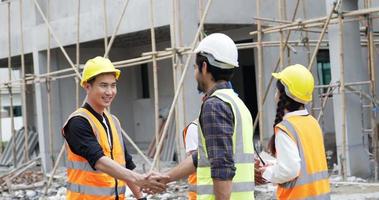 4K Slow . Civil engineer shakes hands video