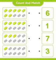 Count and match, count the number of Tennis Ball and match with the right numbers. Educational children game, printable worksheet, vector illustration