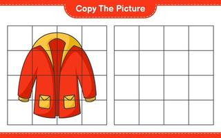 Copy the picture, copy the picture of Warm Clothes using grid lines. Educational children game, printable worksheet, vector illustration