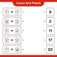 Count and match, count the number of Bowling Pin and match with the right numbers. Educational children game, printable worksheet, vector illustration