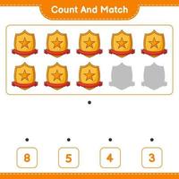 Count and match, count the number of Trophy and match with the right numbers. Educational children game, printable worksheet, vector illustration