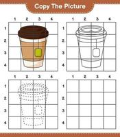 Copy the picture, copy the picture of Tea Cup using grid lines. Educational children game, printable worksheet, vector illustration