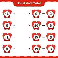 Count and match, count the number of Boxing Gloves and match with the right numbers. Educational children game, printable worksheet, vector illustration