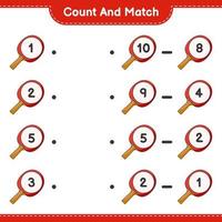 Count and match, count the number of Ping Pong Racket and match with the right numbers. Educational children game, printable worksheet, vector illustration