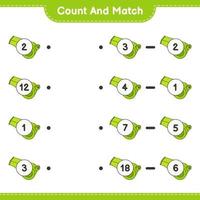 Count and match, count the number of Whistle and match with the right numbers. Educational children game, printable worksheet, vector illustration