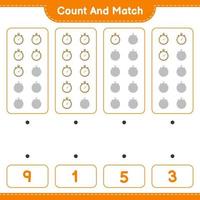 Count and match, count the number of Stopwatch and match with the right numbers. Educational children game, printable worksheet, vector illustration