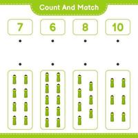 Count and match, count the number of Sport Water Bottle and match with the right numbers. Educational children game, printable worksheet, vector illustration