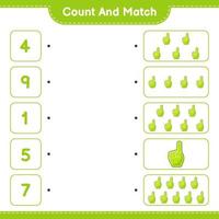 Count and match, count the number of Foam Finger and match with the right numbers. Educational children game, printable worksheet, vector illustration