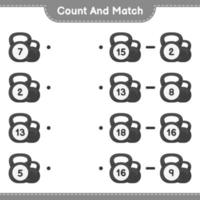 Count and match, count the number of Dumbbell and match with the right numbers. Educational children game, printable worksheet, vector illustration