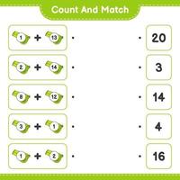 Count and match, count the number of Whistle and match with the right numbers. Educational children game, printable worksheet, vector illustration