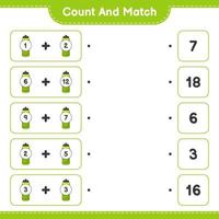 Count and match, count the number of Sport Water Bottle and match with the right numbers. Educational children game, printable worksheet, vector illustration