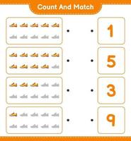 Count and match, count the number of Running Shoes and match with the right numbers. Educational children game, printable worksheet, vector illustration