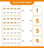 Count and match, count the number of Running Shoes and match with the right numbers. Educational children game, printable worksheet, vector illustration