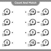 Count and match, count the number of Football Helmet and match with the right numbers. Educational children game, printable worksheet, vector illustration