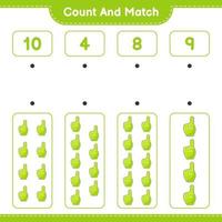 Count and match, count the number of Foam Finger and match with the right numbers. Educational children game, printable worksheet, vector illustration