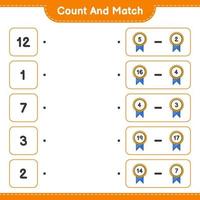 Count and match, count the number of Trophy and match with the right numbers. Educational children game, printable worksheet, vector illustration