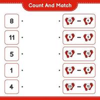 Count and match, count the number of Goalkeeper Gloves and match with the right numbers. Educational children game, printable worksheet, vector illustration