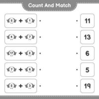 Count and match, count the number of Racing Flags and match with the right numbers. Educational children game, printable worksheet, vector illustration