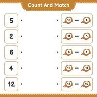 Count and match, count the number of Cap Hat and match with the right numbers. Educational children game, printable worksheet, vector illustration