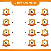 Count and match, count the number of Trophy and match with the right numbers. Educational children game, printable worksheet, vector illustration