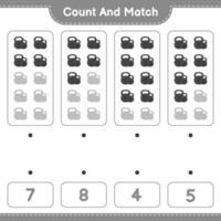 Count and match, count the number of Dumbbell and match with the right numbers. Educational children game, printable worksheet, vector illustration