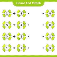 Count and match, count the number of Dumbbell and match with the right numbers. Educational children game, printable worksheet, vector illustration