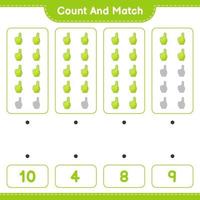 Count and match, count the number of Foam Finger and match with the right numbers. Educational children game, printable worksheet, vector illustration