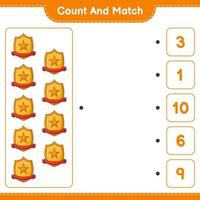 Count and match, count the number of Trophy and match with the right numbers. Educational children game, printable worksheet, vector illustration