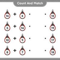 Count and match, count the number of Punching Bag and match with the right numbers. Educational children game, printable worksheet, vector illustration